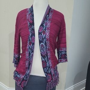 Rudy Rd Coquette Vintage-Style Romantic Boho Coquette Floral  Cardigan  | Size S